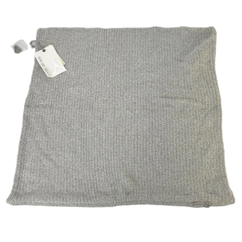 BAREFOOT DREAMS Heathered Ribbed Pillow Cover NEW Pewter Pearl RARE